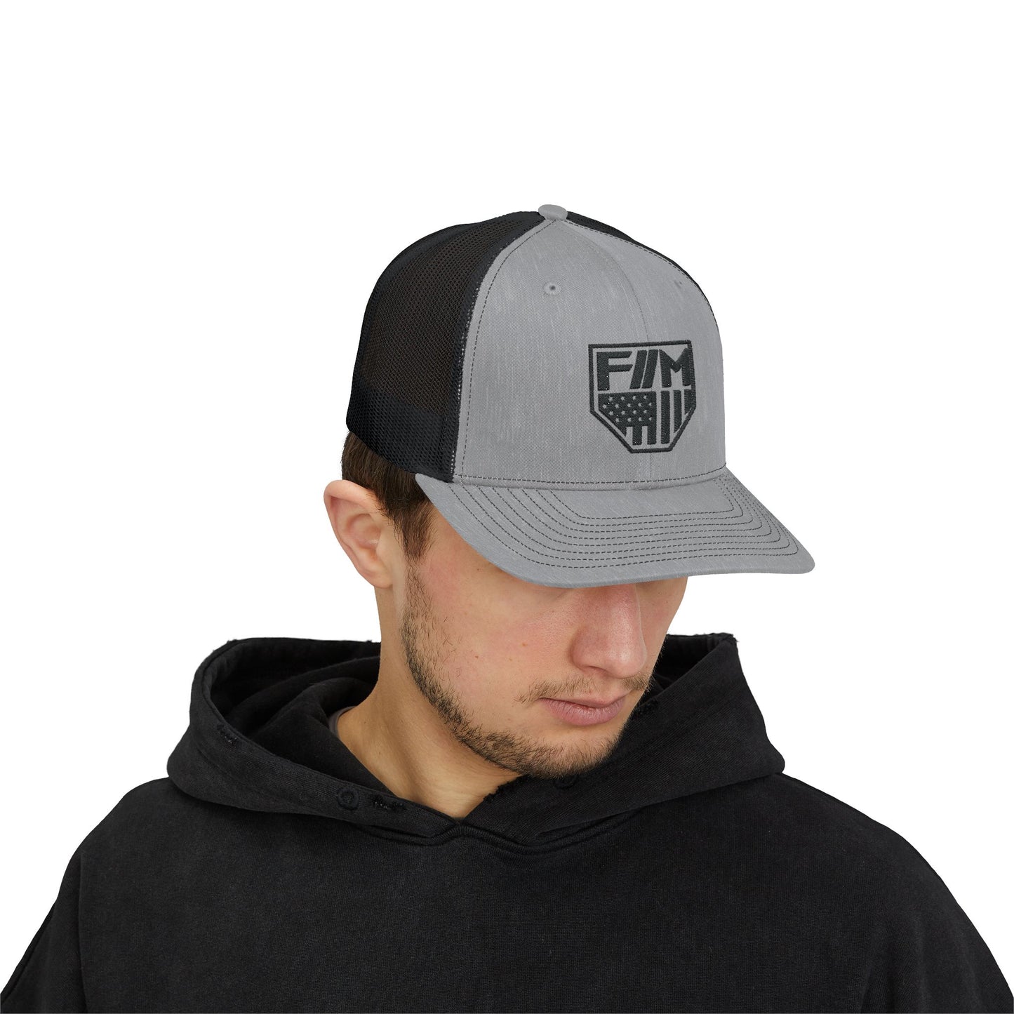 Shield Snapback Trucker Cap (Black)