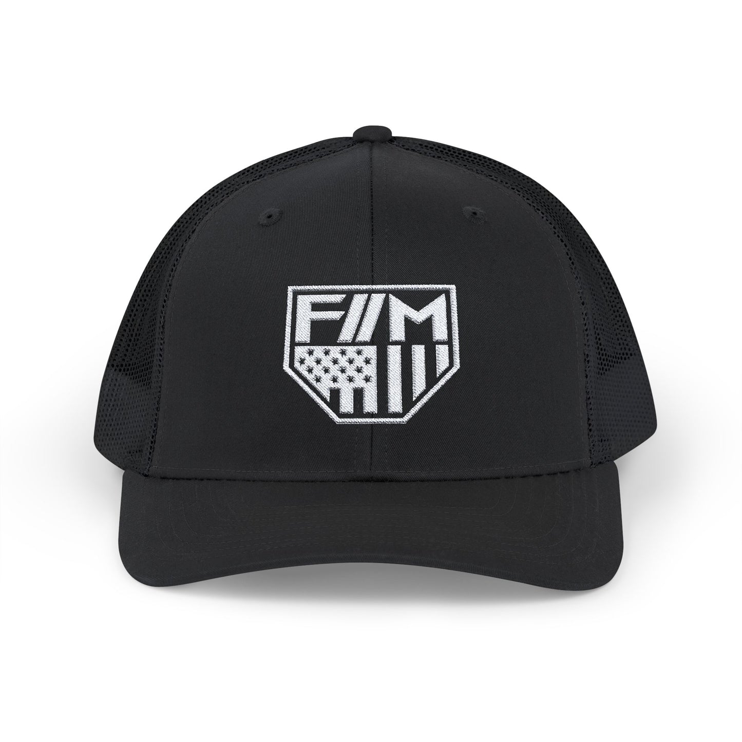Shield Snapback Trucker Cap (White)