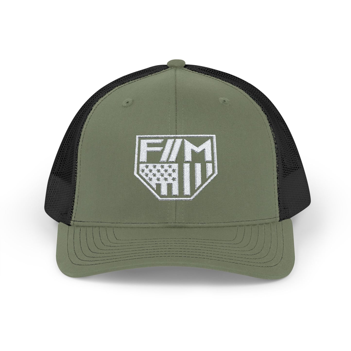 Shield Snapback Trucker Cap (White)