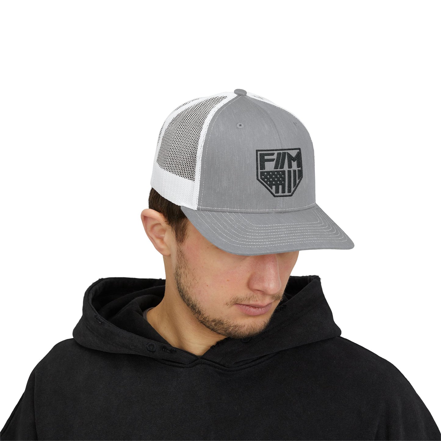 Shield Snapback Trucker Cap (Black)