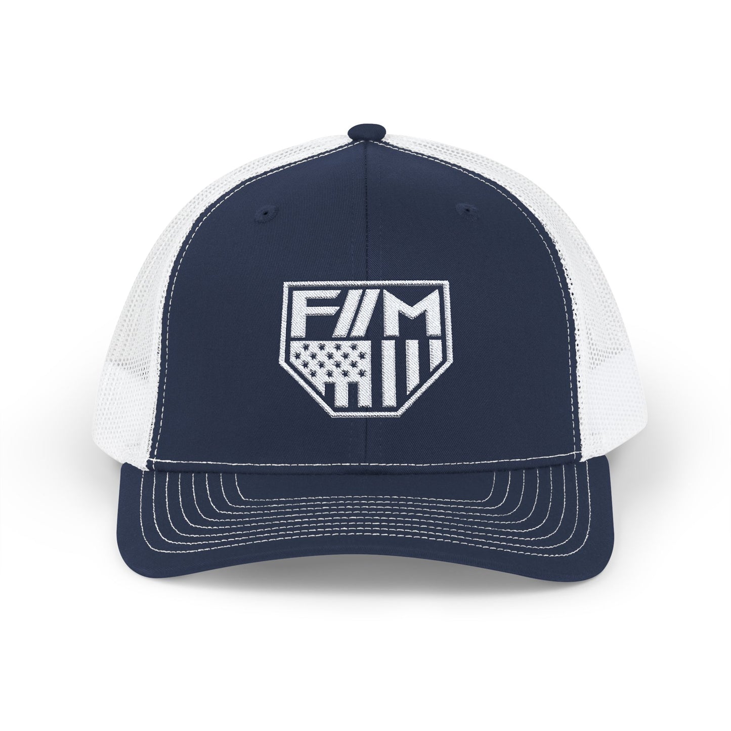 Shield Snapback Trucker Cap (White)