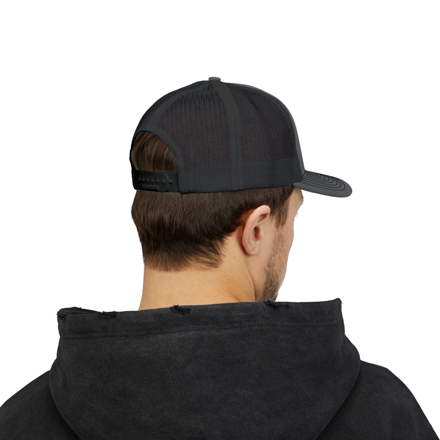 Shield Snapback Trucker Cap (White)