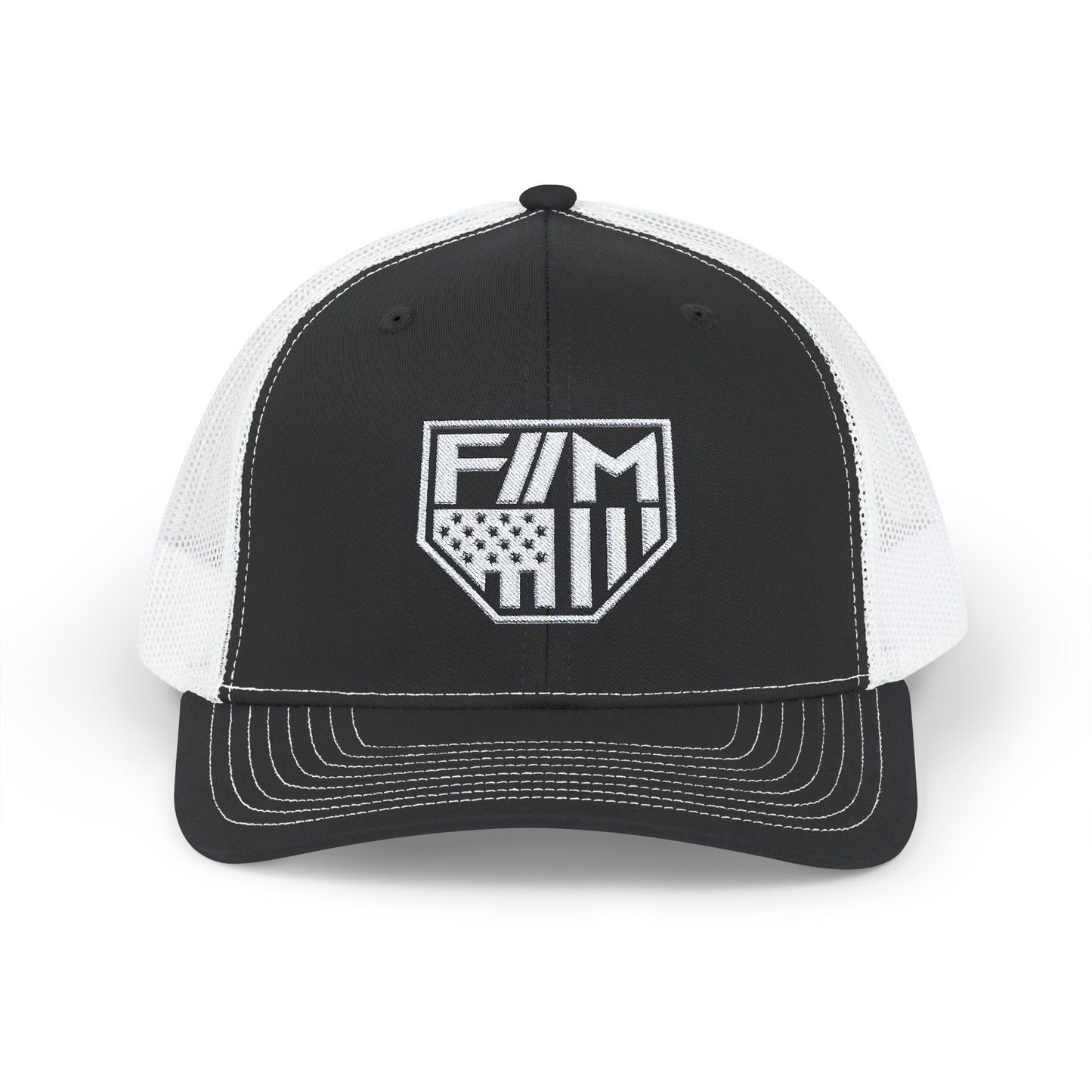 Shield Snapback Trucker Cap (White)