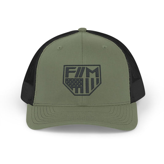 Shield Snapback Trucker Cap (Black)