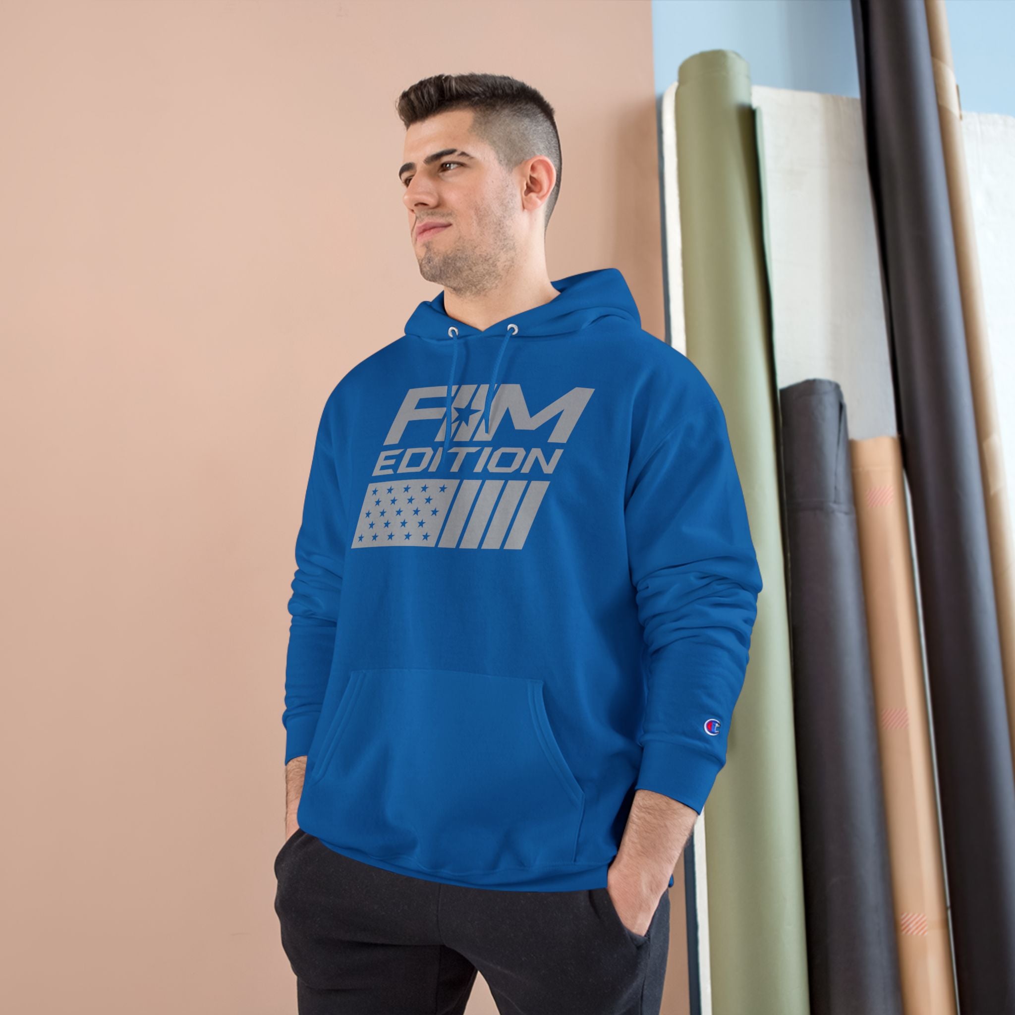 Champion Hoodie - Forgotten Man Edition Flag Logo - Cozy Patriotic